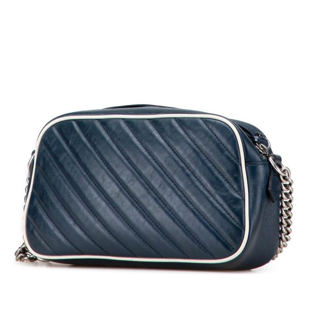 Pre Loved gucci GG Marmont Shoulder Bag Women Blue Crossbody Bags - Picture 2 of 8